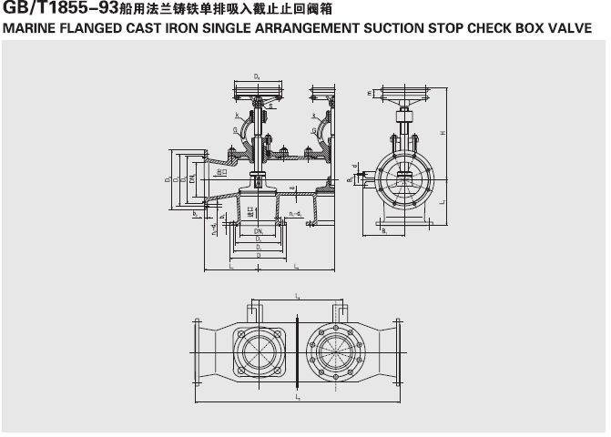 船用法兰铸铁单排双联截止阀箱GB1855-93